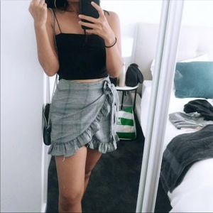 Tie Waist Plaid Skirt